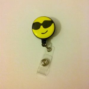Cool emoji wearing sunglasses badge reel key card ID holder